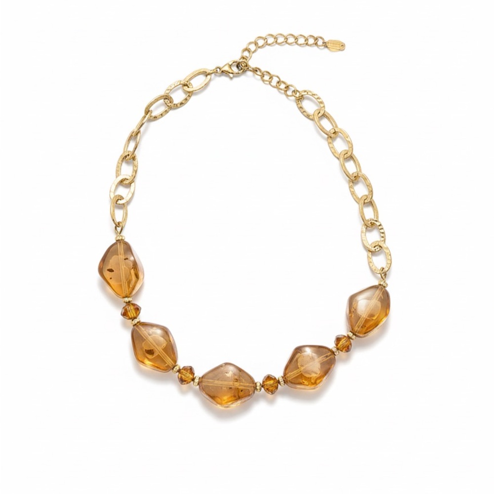 Elegant Gold and Brown Necklace